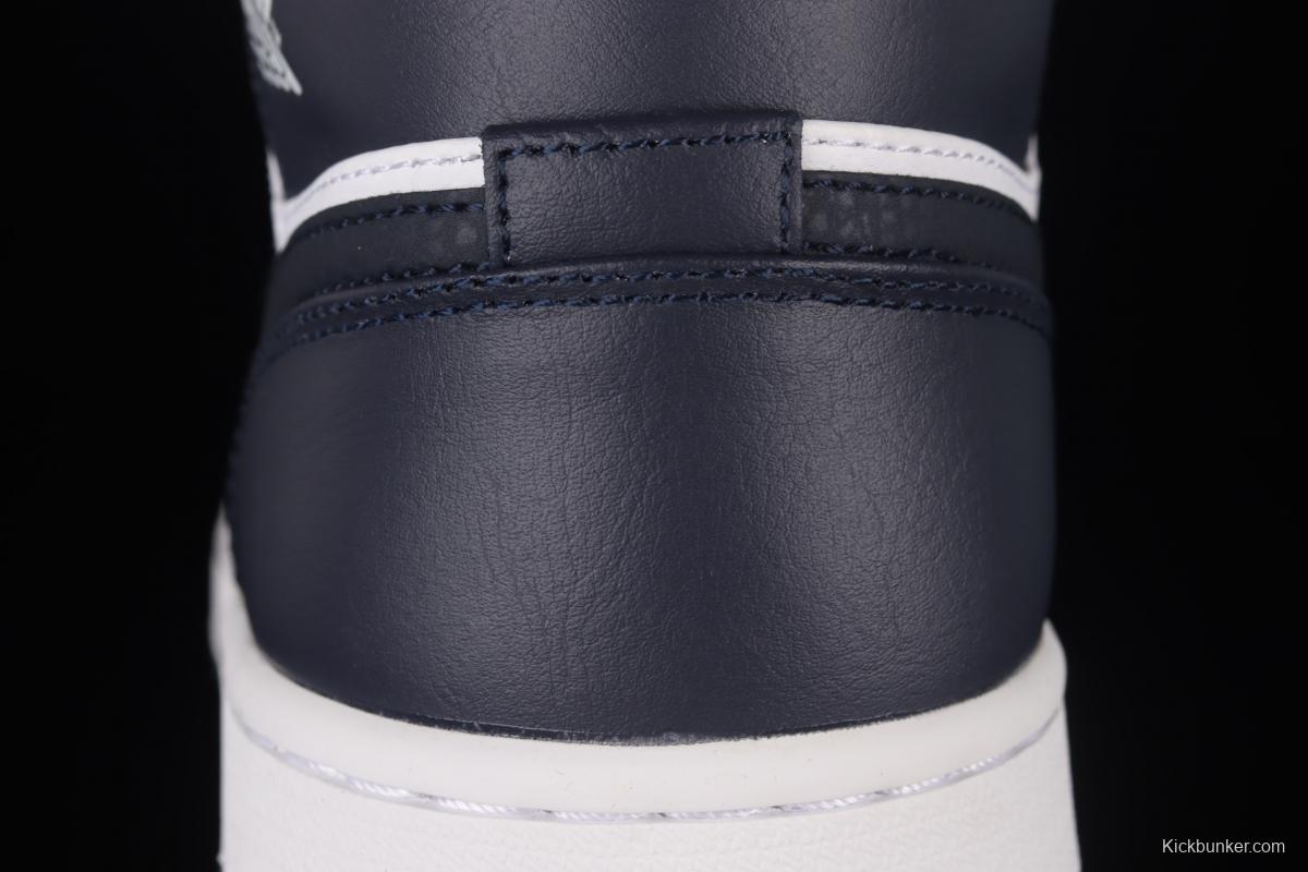 Air Jordan 1 Mid obsidian basketball shoes 554724-174