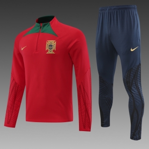 2022 Portugal Red Half Zipper Tracksuit