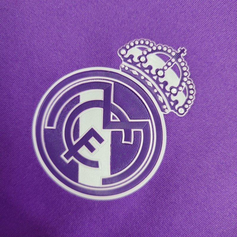 Retro Long Sleeve Real Madrid 17/18 Away Purple Jersey