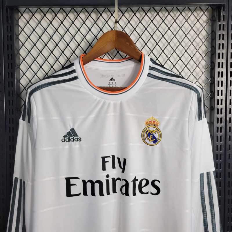 Retro 13-14 Long Sleeve Real Madrid Home Jersey