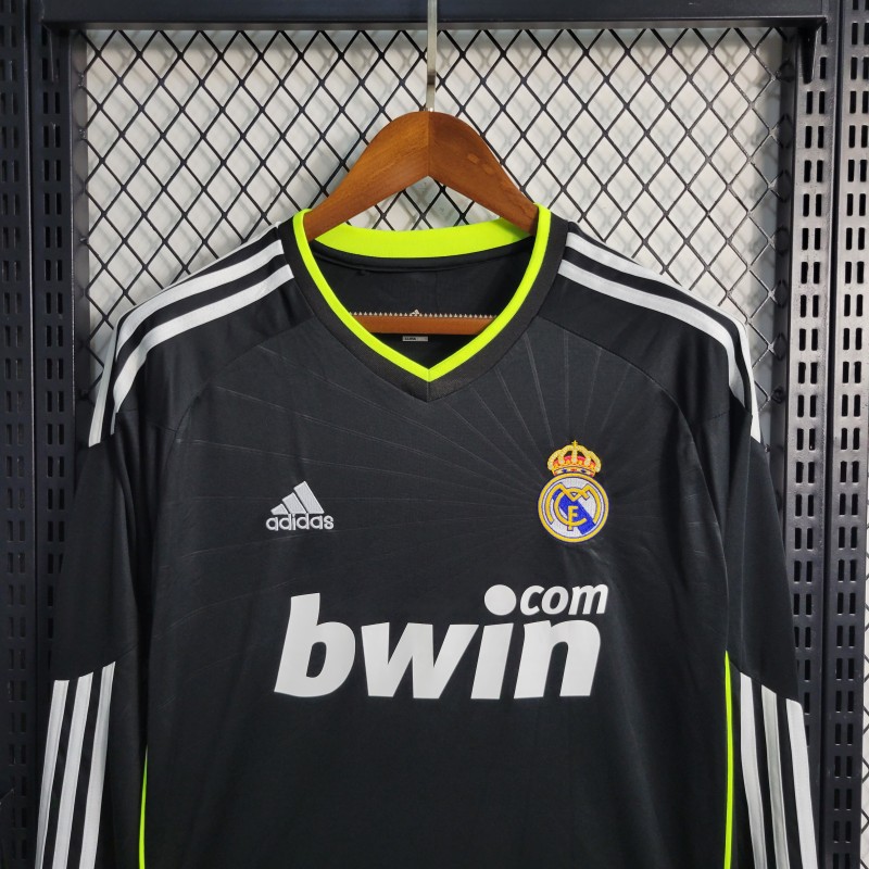Retro 10-11 Real Madrid Away Black Long Sleeve Soccer Jersey