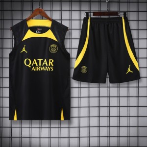 23-24 PSG Black Vest Jersey+Shorts