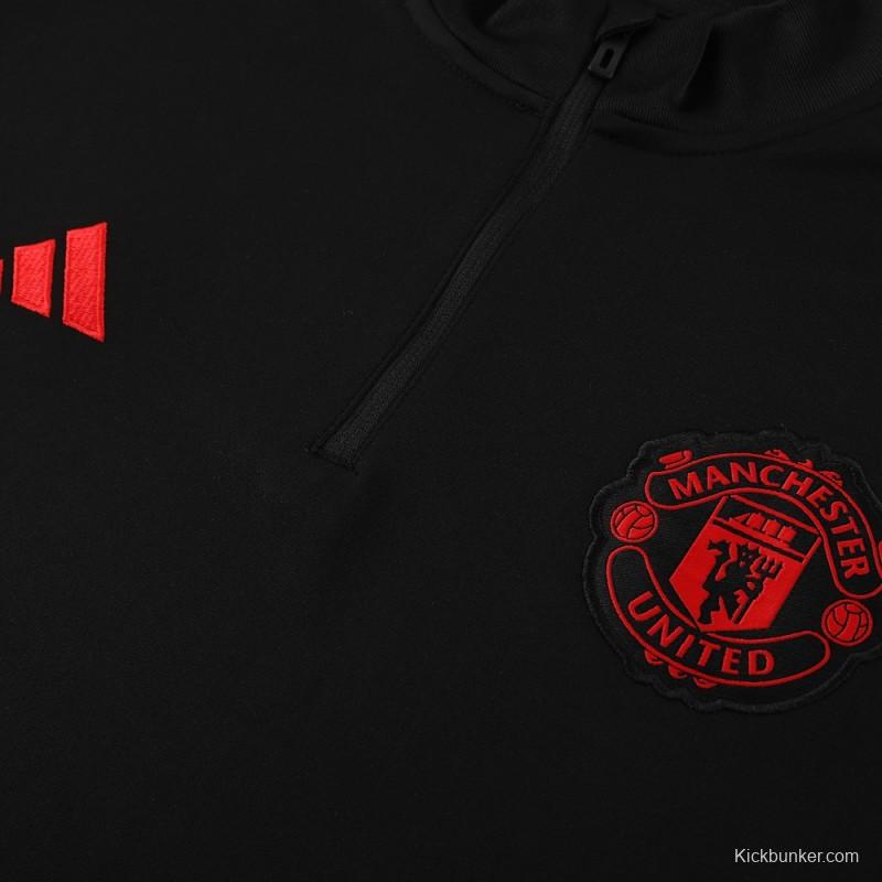 23/24 Manchester United Black Half Zipper Jacket+Pants