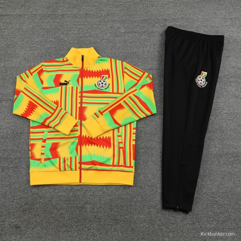 2024 Ghana Yellow  Full Zipper Hoodie Jacket+Pants