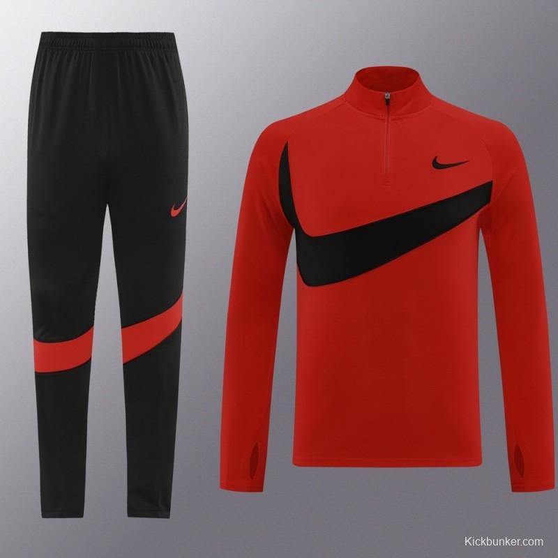 2024 Nike Red/Black Half Zipper Jacket+Pants