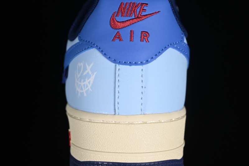 Nike Air Force 1 '07 Low Custom Casual Sneakers "Joker Red" with Full-Length Hexagonal Air Cushion - XL2402-333