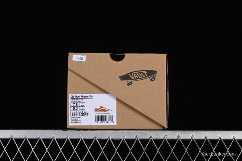 Vans Old Skool Reissue 136 High-End Series Round Toe Orange Canvas Vulcanized Shoes - VN000MT6BKQ