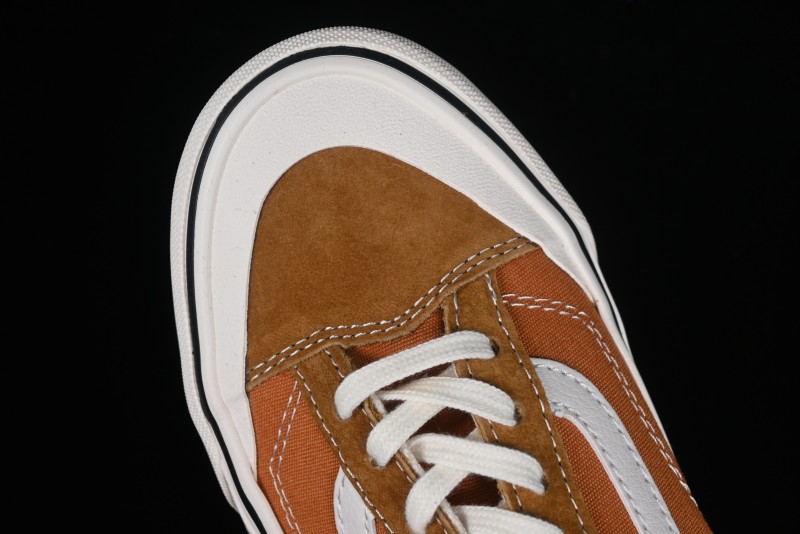 Vans Old Skool Reissue 136 High-End Series Round Toe Orange Canvas Vulcanized Shoes - VN000MT6BKQ