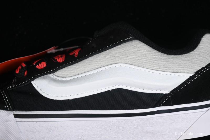 Vans Classics Knu Skool Patchwork Letter Lace-Up Chunky Tongue Platform Sneakers - VN0009QCBLK