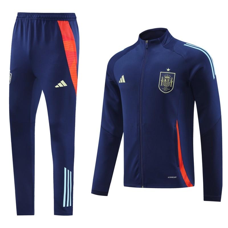 2024 Spain Navy Full Zipper Jacket +Long Pants