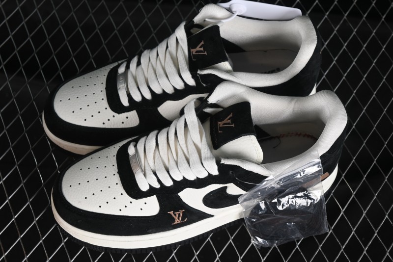 Nike Air Force 1 '07 Low LV Collaboration - Beige Black Pigskin Casual Sneakers - HD1968-010