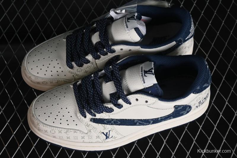 Nike Air Jordan 1 Low OG SP Travis Scott x Fragment Design Retro Sneakers with Reverse Swoosh - SJ2068-004