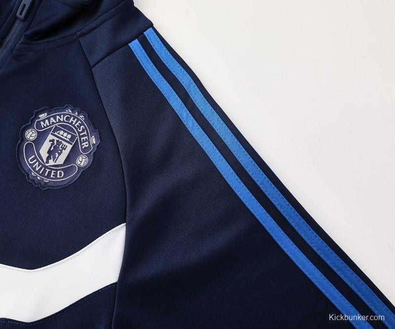 24/25 Manchester United Navy/Blue Full Zipper Jacket +Long Pants