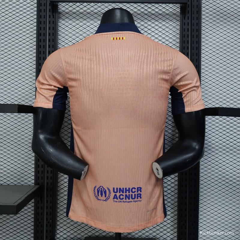 Player Version 25/26 FC Barcelona Pink 125Th Anniversary Jersey with Spotify Sponsor and Navy Blue Accents