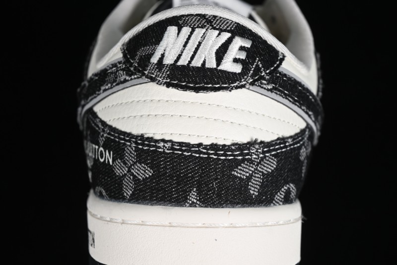 Nike SB Dunk Low LV Collaboration - Black Denim Print Anniversary Custom Low-Top Casual Sneakers - SJ2068-256