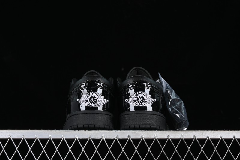 Nike Air Jordan 1 Low "Black Croc" Casual Sneakers with Crocodile-Embossed Leather - HJ7743-010