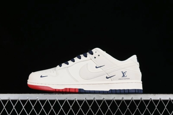 Nike SB Dunk Low LV Collaboration - Beige Red Blue Dual Color Anniversary High-End Custom Low-Top Casual Sneakers - XX2025-333