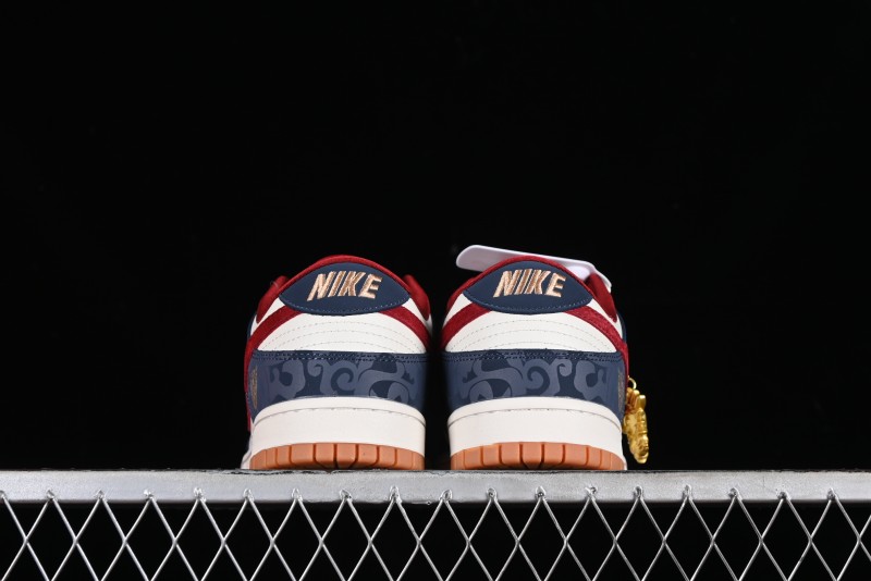 Nike SB Dunk Low Year of the Dragon Limited Edition - Dark Pattern Blue Red Swoosh Anniversary Custom Low-Top Casual Skate Shoes - DQ1098-365
