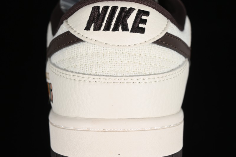 Nike SB Dunk Low Gucci Collaboration - Beige Brown Woven Fabric Anniversary High-End Custom Low-Top Casual Skate Shoes - DQ1098-375