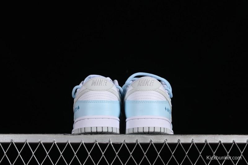 Nike Dunk Low SB Hearts Playing Cards Graffiti North Carolina Blue Casual Skate Shoes - DV0831-101