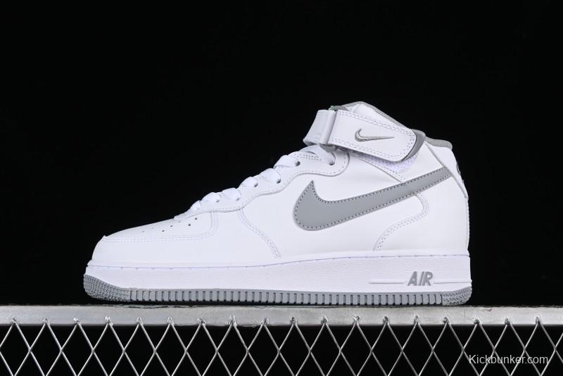 Nike Air Force 1 '07 Mid Casual Sneakers in White-Grey - DV0806-100