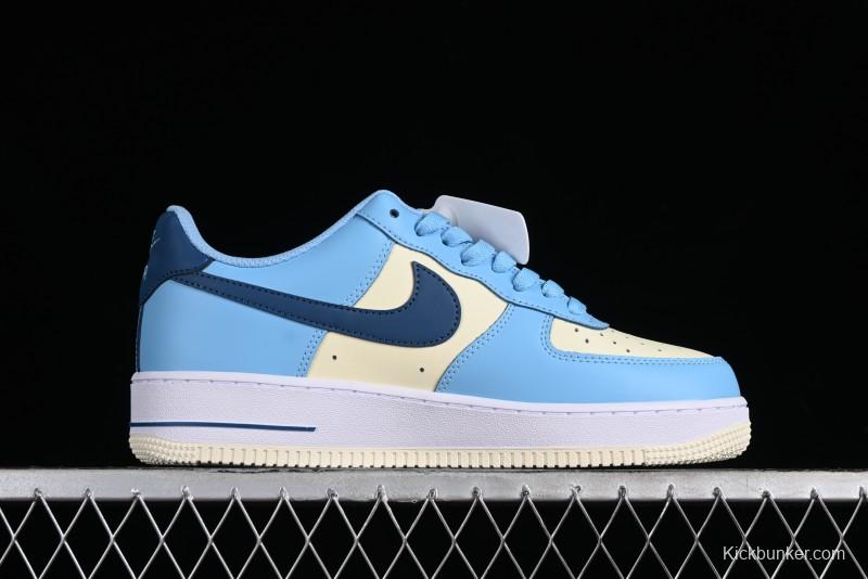 Nike Air Force 1 '07 Low White Blue Color Blocking Casual Sneakers - HF4837-407