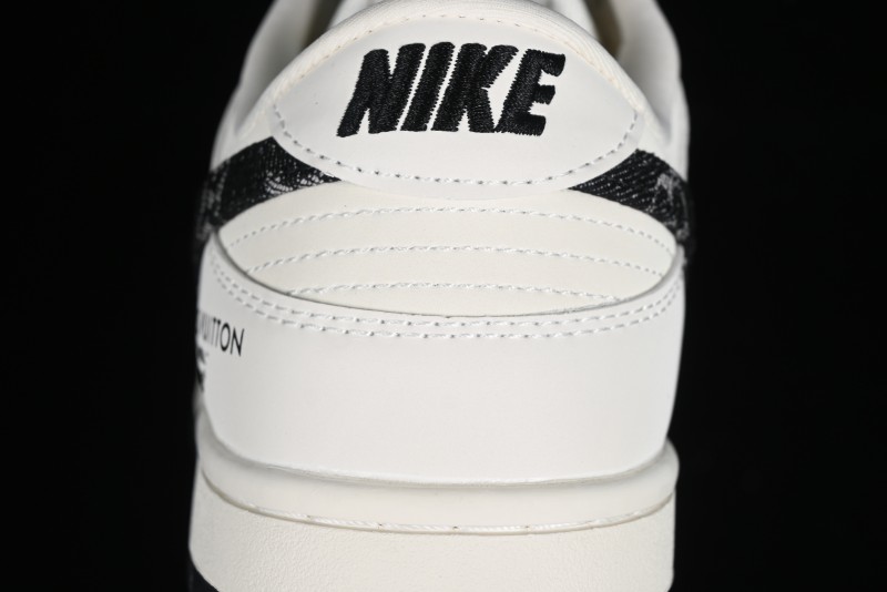 Nike SB Dunk Low LV Collaboration - Beige Black Denim Anniversary High-End Custom Low-Top Casual Skate Shoes - JH8310-946