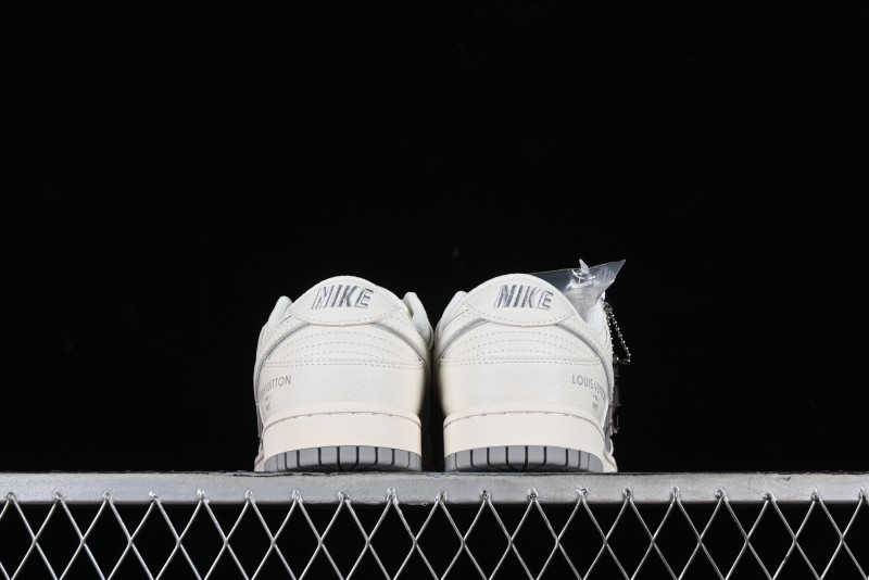 Nike SB Dunk Low LV Collaboration - Beige Silver Gray Anniversary High-End Custom Low-Top Casual Skate Shoes - BB8766-210