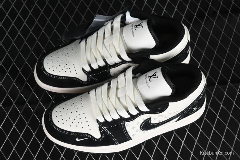 Nike Air Jordan 1 Low LV Collaboration - Black Warrior Custom High-End Basketball Shoes - SJ9950-007