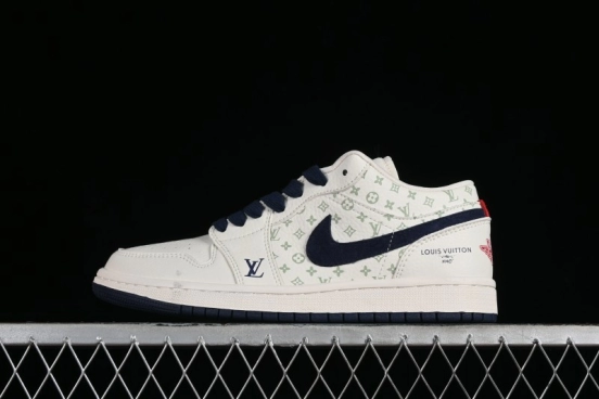 Nike Air Jordan 1 Low LV Collaboration Retro Casual Sneakers in Beige Orange - WG8850-001