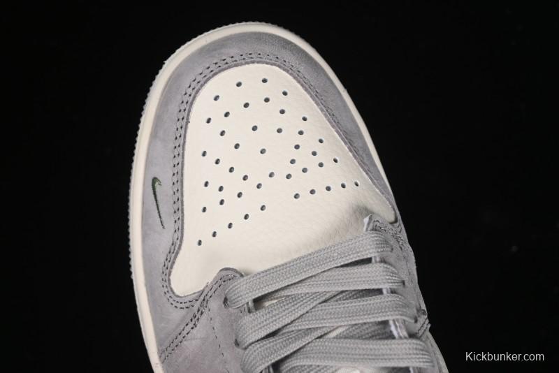 Nike Air Jordan 1 Low Stussy Collaboration - Light Green Elegant Grey Retro Basketball Shoes - WG8850-016