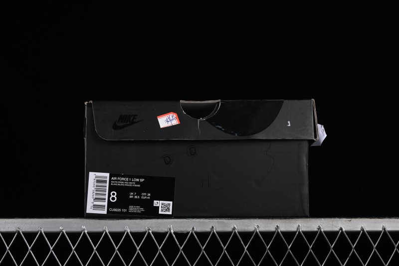 Nike Supreme x Air Force 1 Low Casual Sneakers with Full-Grain Leather and 3/4 Air Cushion - CU9225-101