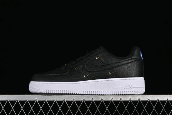 Nike Air Force 1 '07 Low Black Gold Swoosh Casual Sneakers - CT1990-001