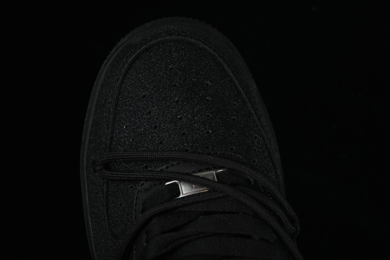 Nike Air Force 1 '07 Low Cleanfit High Street Retro Style All Black Star-Studded Diamond Accents Lace-Up Low-Top Casual Sneakers - ZH0316-030