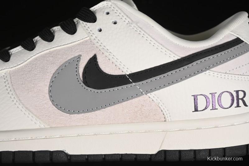 Nike SB Dunk Low Dior Collection - Beige Grey Black Swoosh Anniversary High-End Custom Low-Top Casual Skate Shoes - XD6188-041