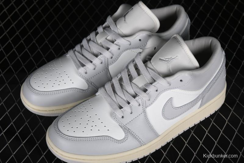 Nike Air Jordan 1 Low Casual Sneakers in White-Grey - FQ7687-300