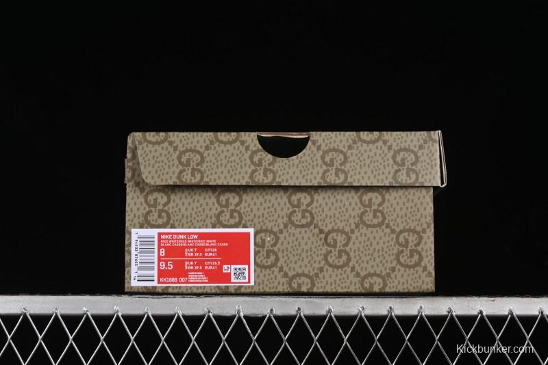 Nike SB Dunk Low Gucci Collaboration - Off White with Green Swoosh Anniversary High-End Custom Low-Top Casual Skate Shoes - KK1888-007