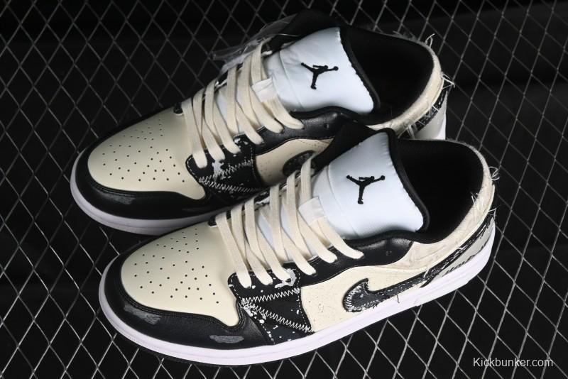 Nike Air Jordan 1 Low AJ1 Panda Prank Universe Exploration Custom Casual Sneakers - 553558-132