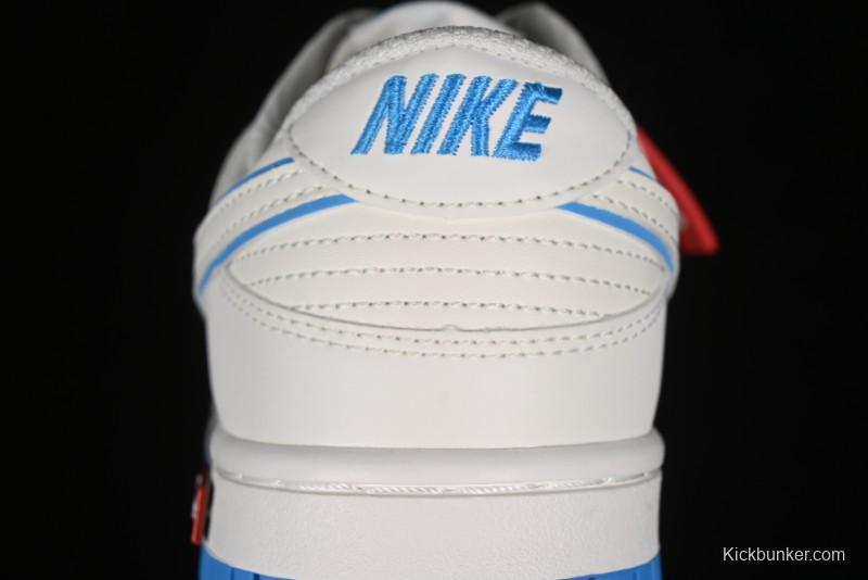 Nike SB Dunk Low Supreme Collaboration - Cream White with Sky Blue Swoosh Anniversary Customized Low-Top Casual Skate Shoes - DJ2024-012