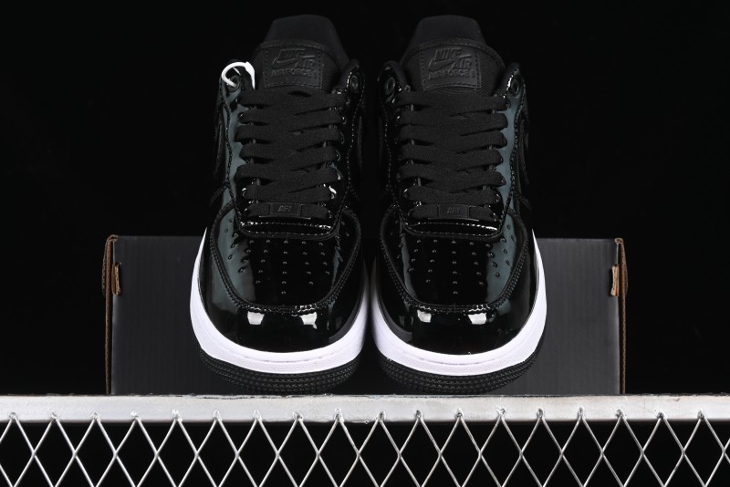 Nike Air Force 1 '07 Low Patent Leather All Black Casual Sneakers - AH6827-001