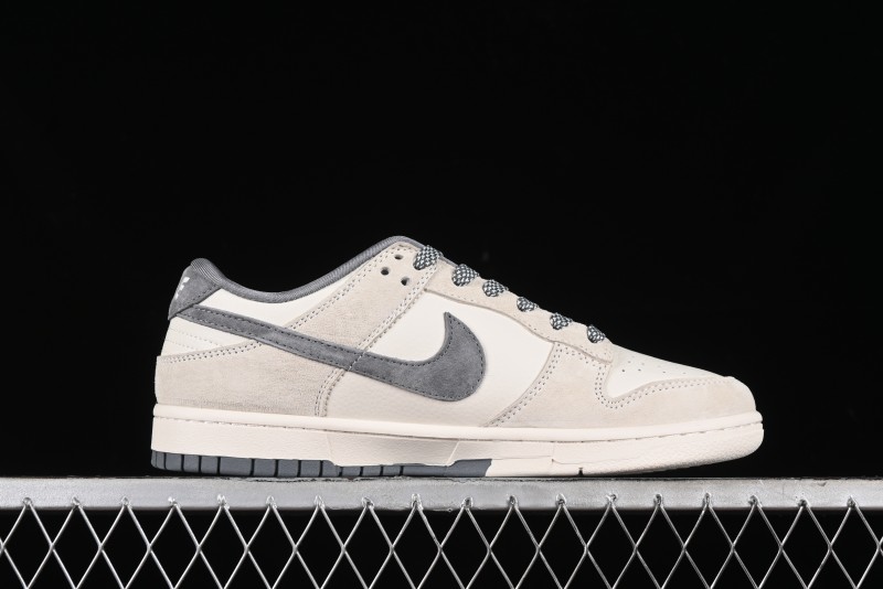 Nike SB Dunk Low x Supreme x Stussy Anniversary Customized Sneakers in Off-White Grey Check - SJ2068-272