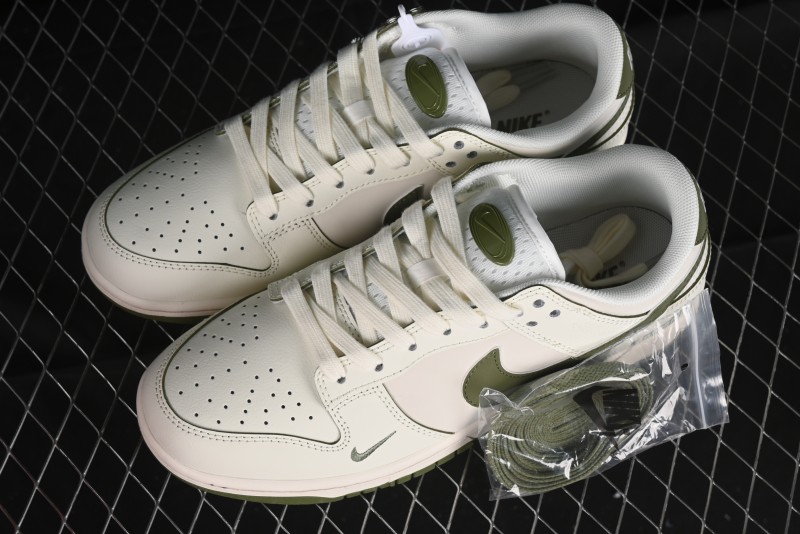 Nike SB Dunk Low Supreme Collaboration - Off White Dark Green Check Anniversary High-End Custom Low-Top Casual Skate Shoes - DQ1098-393