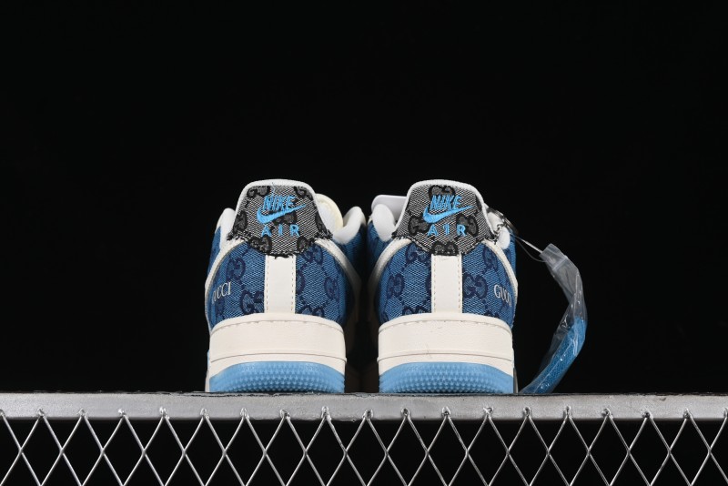 Nike Air Force 1 '07 Low Gucci Collaboration - Blue Floral Print Casual Sneakers - BB9577-101