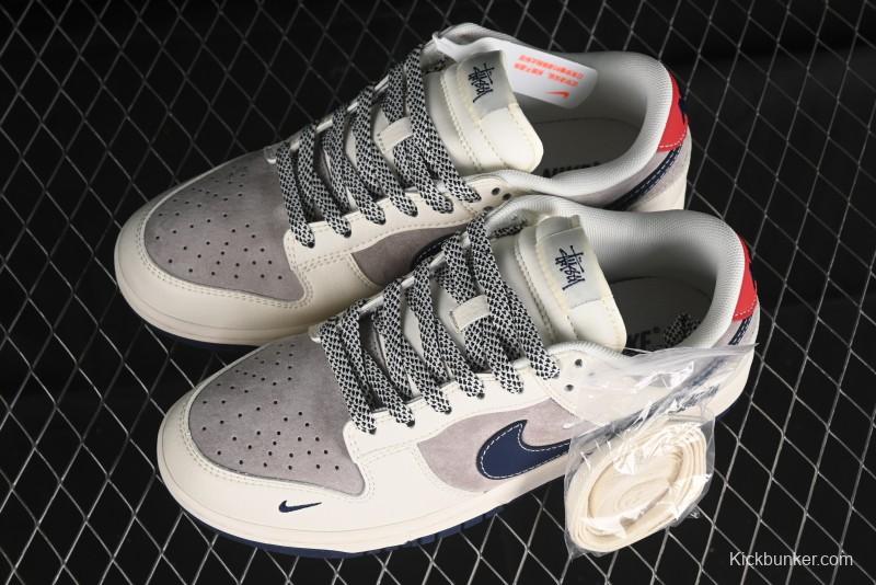 Nike SB Dunk Low Stussy Anniversary High-End Custom Sneakers with Blue Swoosh - SJ1089-003