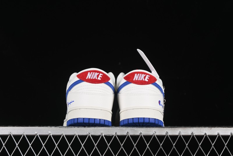 Nike SB Dunk Low Champion Collaboration - Blue Swoosh Anniversary Custom Low-Top Casual Skate Shoes - KK1333-001