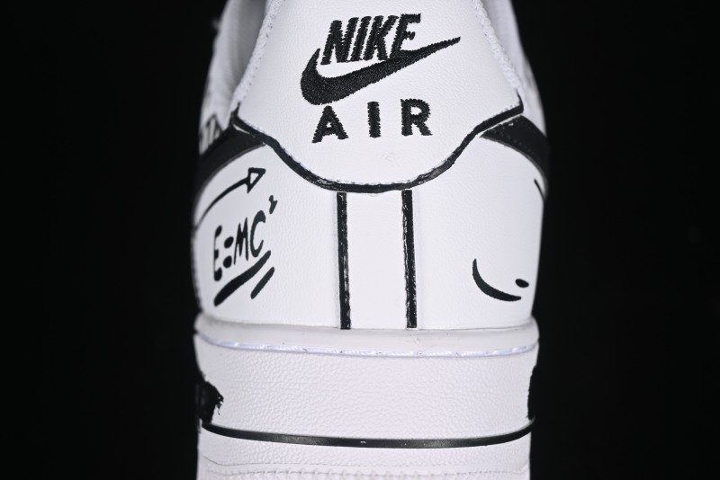 Nike Air Force 1 '07 Low Custom Casual Sneakers with Black and White Manga-Style Hand-Drawn Function Formulas - CT7724-111