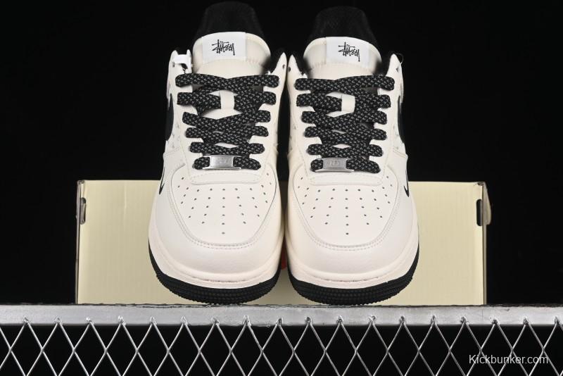 Nike Air Force 1 '07 Low Stussy Collaboration - White Black Low-Top Casual Sneakers - XZ3328-001