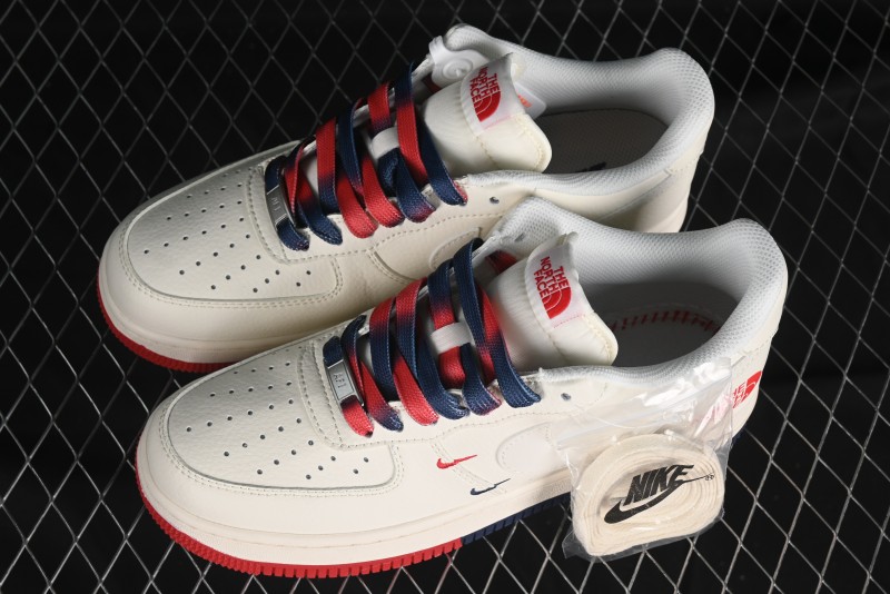 Nike Air Force 1 '07 Low The North Face Collaboration - White Red Blue Color Block Low-Top Casual Sneakers - XZ6188-010