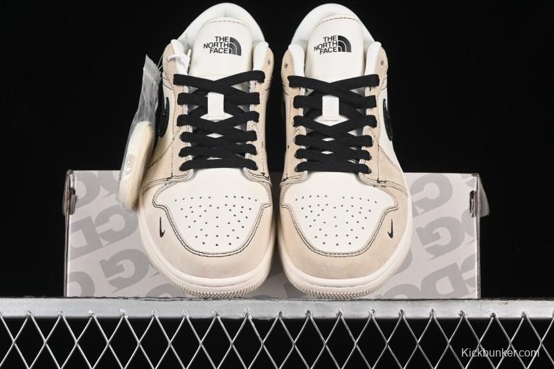 Nike Air Jordan 1 Low AJ1 The North Face Collaboration - Beige Coffee Retro Basketball Shoes - SJ9950-028