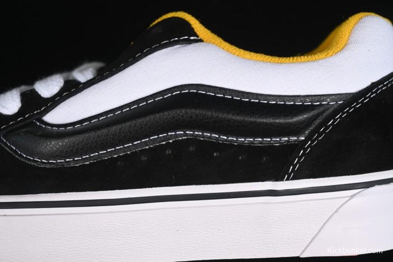 Vans Knu Skool Low-Top Retro Casual Vulcanized Slip-On Sneakers in Black White Yellow - VN000D6C6RJ
